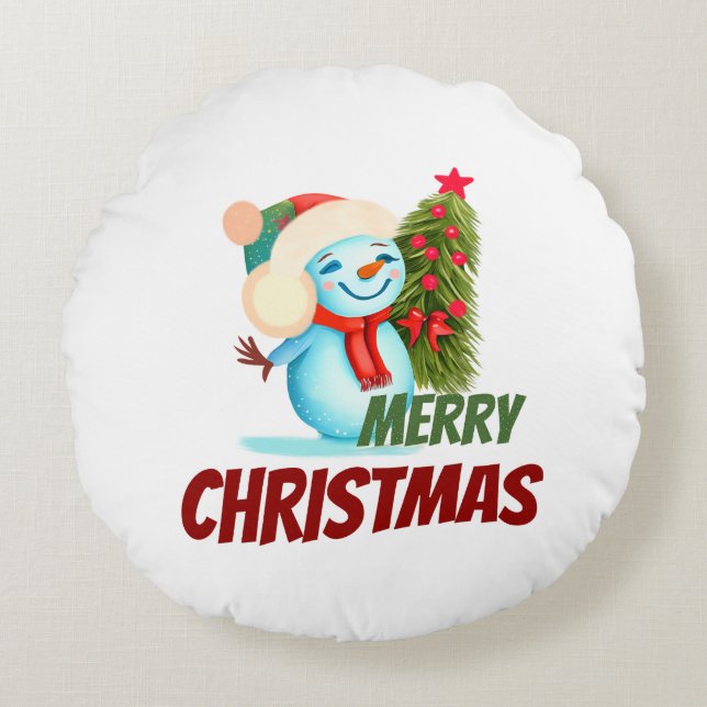Almofada Redonda Neve natalina (Frente)