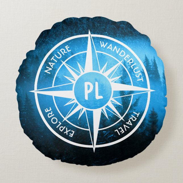 Almofada Redonda Névoa emblem monograma em estrela de pântano (Frente)