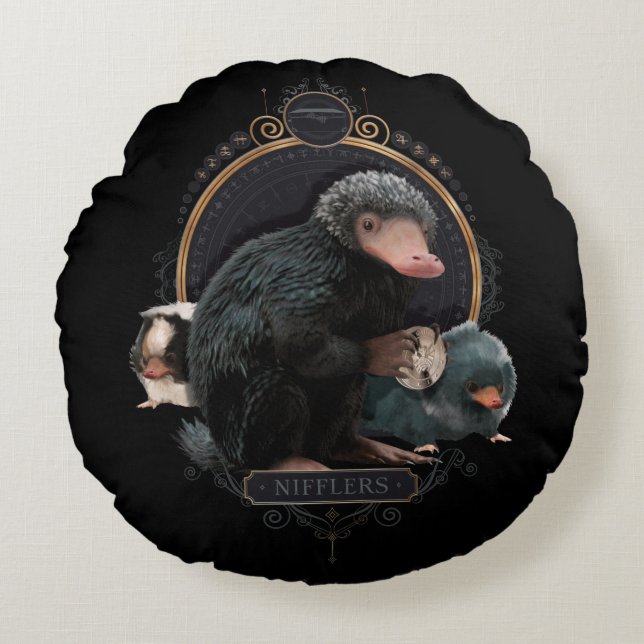 Almofada Redonda NIFFLER™ s Art Nouveau Retrato (Frente)