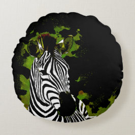 Almofada Redonda Noite de Zebra Africana