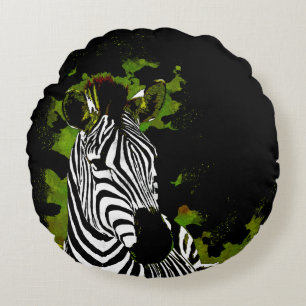 Almofada Redonda Noite de Zebra Africana