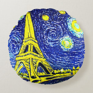 Almofada Redonda Noite Estrelada Paris França