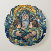 "Noite Fria, Braços Fortes" Travesseiro redondo