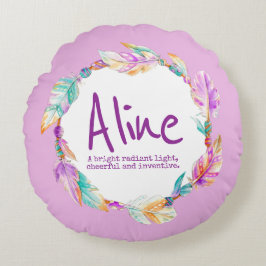 Almofada Redonda Nome da aquarela da pena significa Agnes travessei