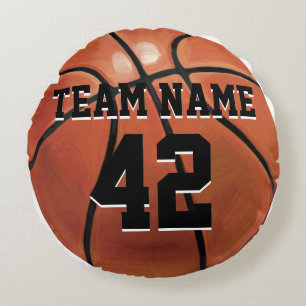 Almofada Redonda Nome da Equipe e Basquete de Número