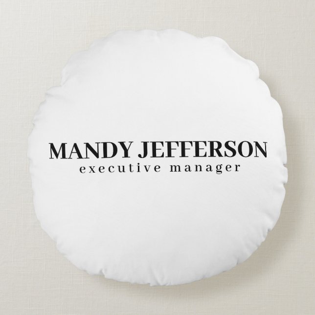 Almofada Redonda Nome de adição moderno e elegante profissional (Frente)