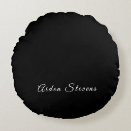 Almofada Redonda Nome de Adicionar Minimalista Preto e Branco Simpl