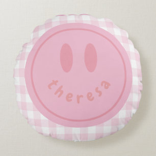 Almofada Redonda nome de sorriso feliz de smiley face personalizado