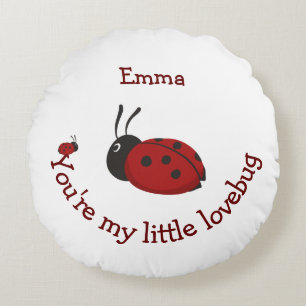 Almofada Redonda Nome Personalizado da Cotação Ladybug de Cuta de L