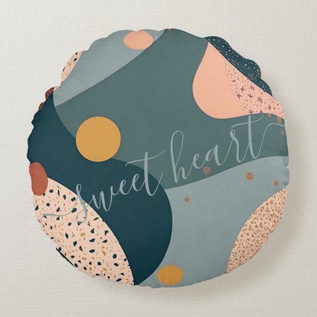 Almofada Redonda Nome Personalizado do Boho (Frente)