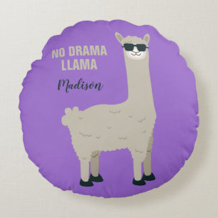 Almofada Redonda Nome personalizado do Llama legal e travesseiros d