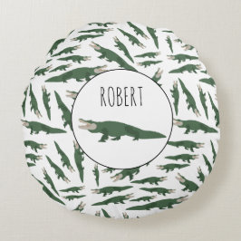 Almofada Redonda Nome Personalizado do Padrão Crocodilo do Alligado