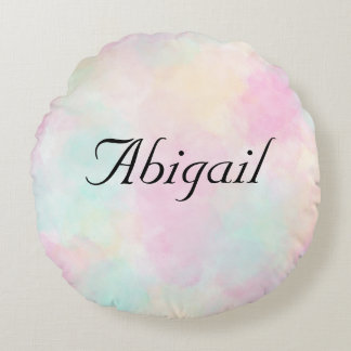 Almofada Redonda Nome Personalizado Fonte Elegante Cores Girly Pate