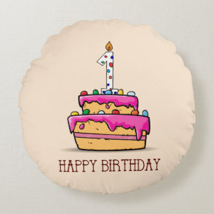 Almofada Redonda Nome Personalizado, primeiro aniversario, Bolo Ros