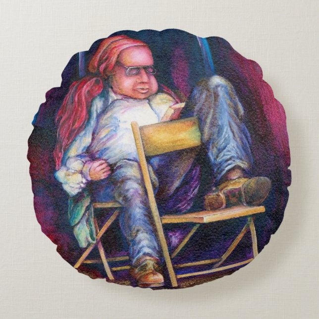 Almofada Redonda Norman prefere Desenhar no sono (Frente)