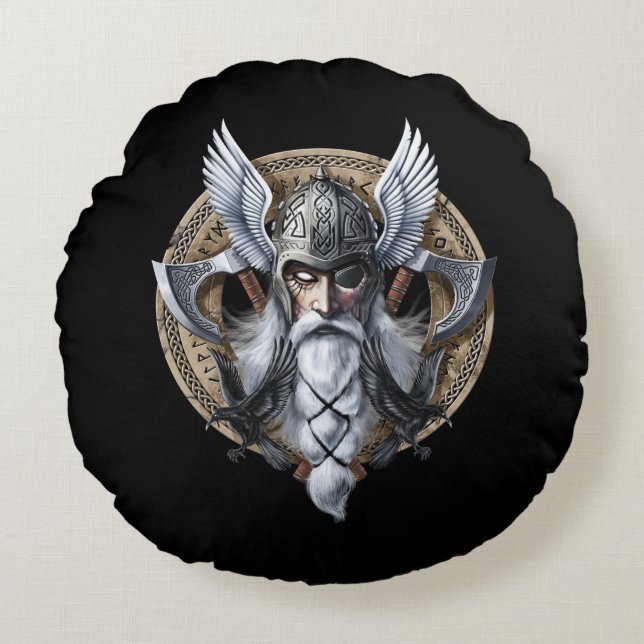 Almofada Redonda Norse Warrior God Odin (Frente)