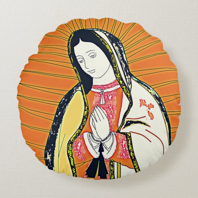 Almofada Redonda nossa dama de guadalupe (Frente)