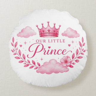 Almofada Redonda Nossa Pequena Princesa Bebê Menina Coroa Rosa