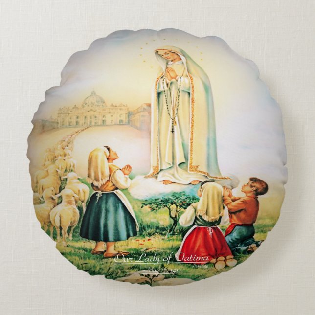 Almofada Redonda Nossa Senhora da Fátima 1917 (Frente)
