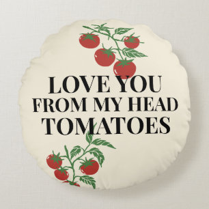 Almofada Redonda Nota de Amor de Tomate Fresco da Fazenda à Mesa