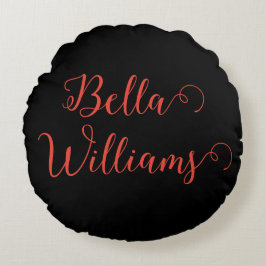 Almofada Redonda Nota vermelha em preto