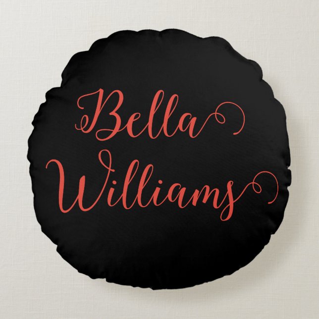 Almofada Redonda Nota vermelha em preto (Frente)