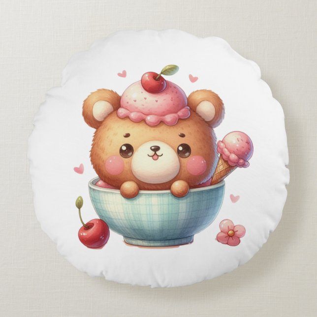 Almofada Redonda nounours glace coussin  (Frente)