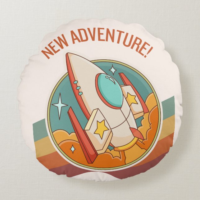 Almofada Redonda nova aventura em foguetes (Frente)