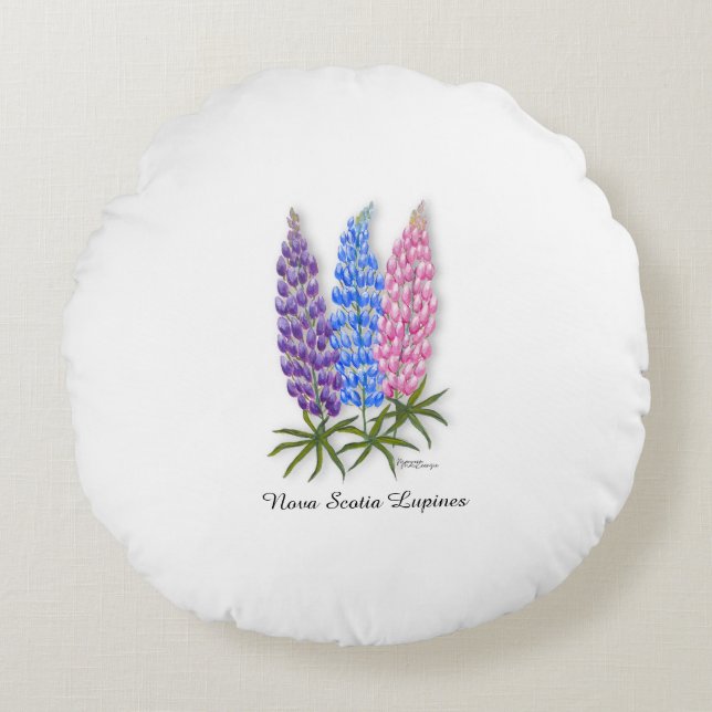 Almofada Redonda Nova Scotia Lupines (Frente)