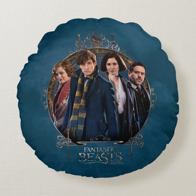 Almofada Redonda NOWT SCAMANDER™ e Arte da Empresa Quadro Nouveau (Frente)