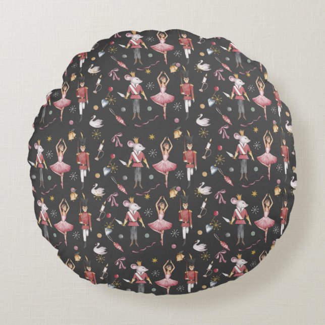 Almofada Redonda Nutcracker Ballerina Natal (Frente)