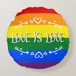 Almofada Redonda O amor é o Travesseiro redondo Rainbow LGBTQ