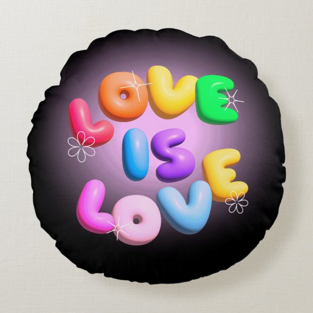 Almofada Redonda O Amor É Travesseiro Arredondado Do Orgulho Arco 3 (Frente)