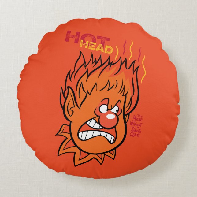 Almofada Redonda O ANO SEM SANTA CLAUS™ | Cabeça Quente (Frente)