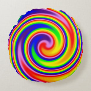 Almofada Redonda O arco-íris espiral colorido do redemoinho colore