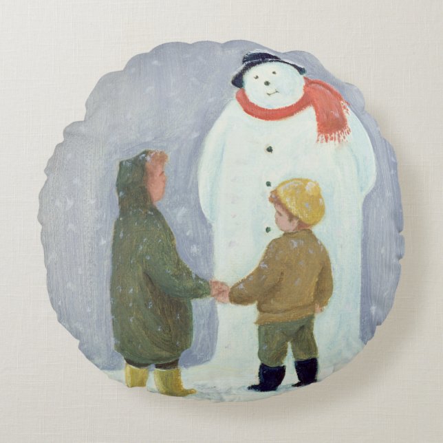 Almofada Redonda O boneco de neve (Frente)