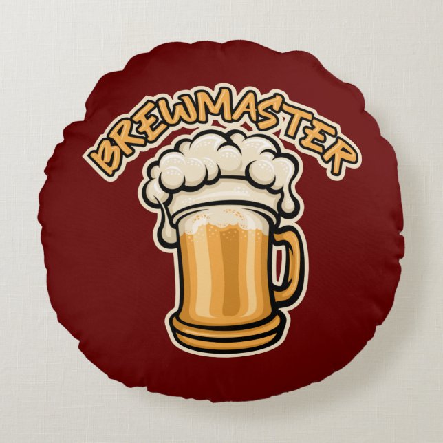 Almofada Redonda O Brewmaster precisa de uma caneca de cerveja (Frente)