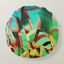 Almofada Redonda O castanho passa por verde ou aquamarina