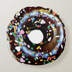 Almofada Redonda O chocolate polvilha o dobro da rosquinha tomou