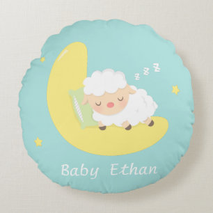 Almofada Redonda O cordeiro bonito do bebê do sono caçoa a