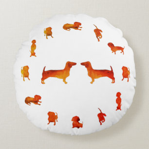 Almofada Redonda O Dachshund persegue o costume