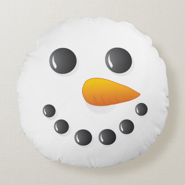 Almofada Redonda O dobro do papai noel e do boneco de neve do Natal (Frente)