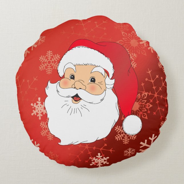 Almofada Redonda O dobro do papai noel e do boneco de neve do Natal (Verso)