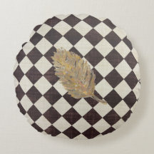 O Dourado Travesseiro decorativo redondo Leaf Diam