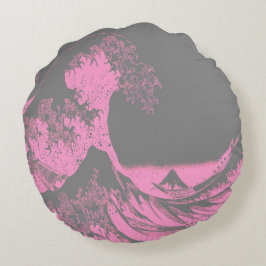 Almofada Redonda O Excelente Wave Round Travesseiro rosa e Cinza
