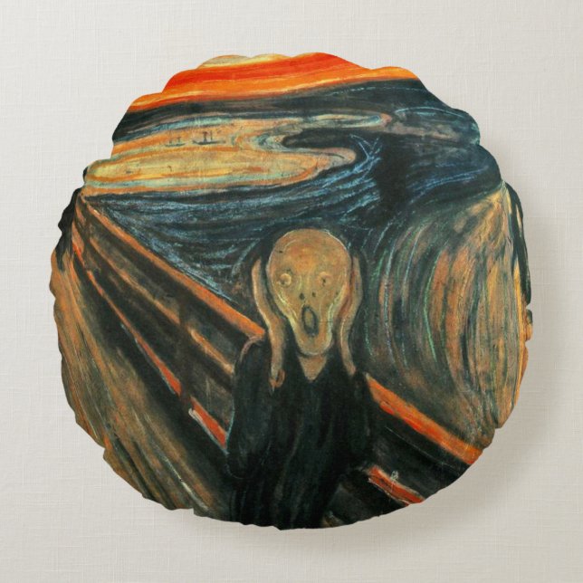 Almofada Redonda O Gritar Edvard Munch Modern Expressionist Art (Frente)