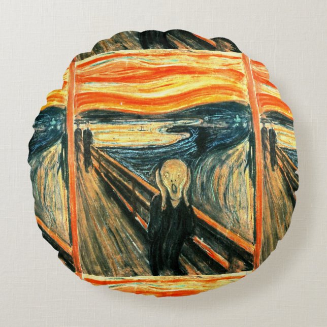 Almofada Redonda O gritar por Edvard Munch (Frente)
