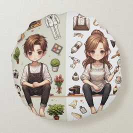 Almofada Redonda O homem, a mulher. 1 Travesseiro redondo