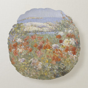 Almofada Redonda O Jardim de Celia Thaxter por Frederick Childe Has