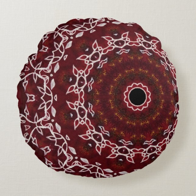 Almofada Redonda O Labirinto Escarlate (Frente)